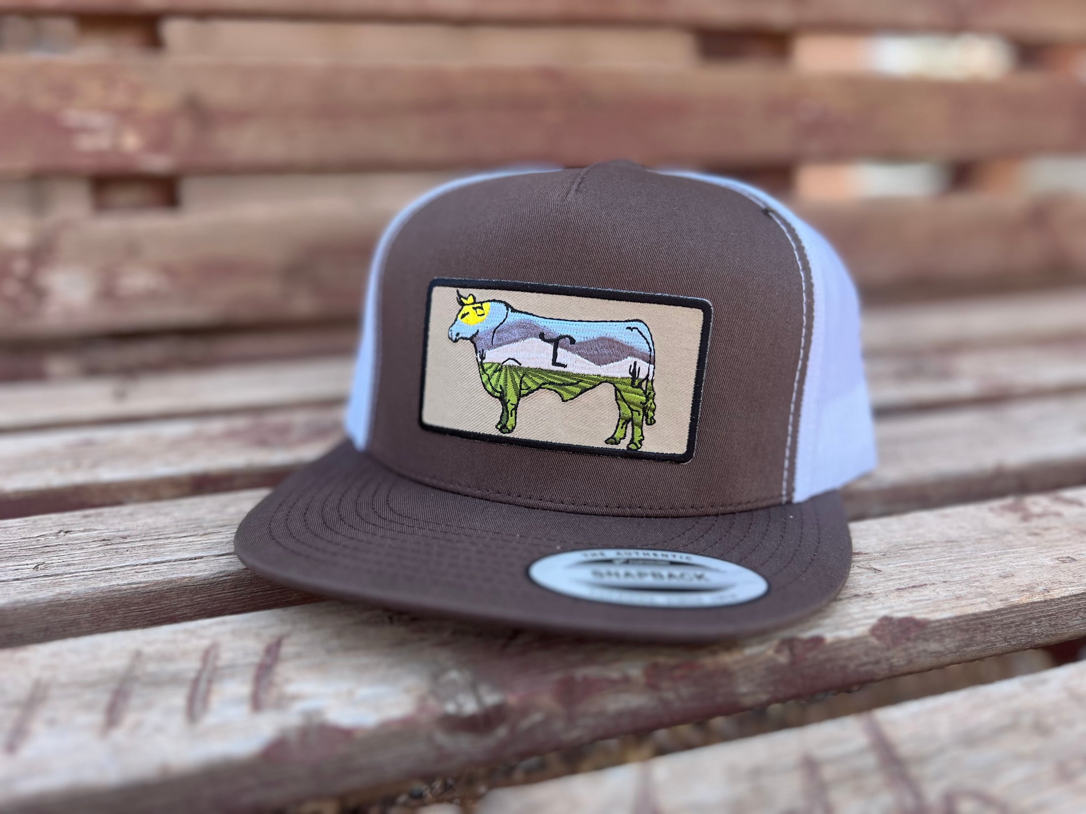 Lazy SL Branded Scenic Bull Patch Flat Bill Hat