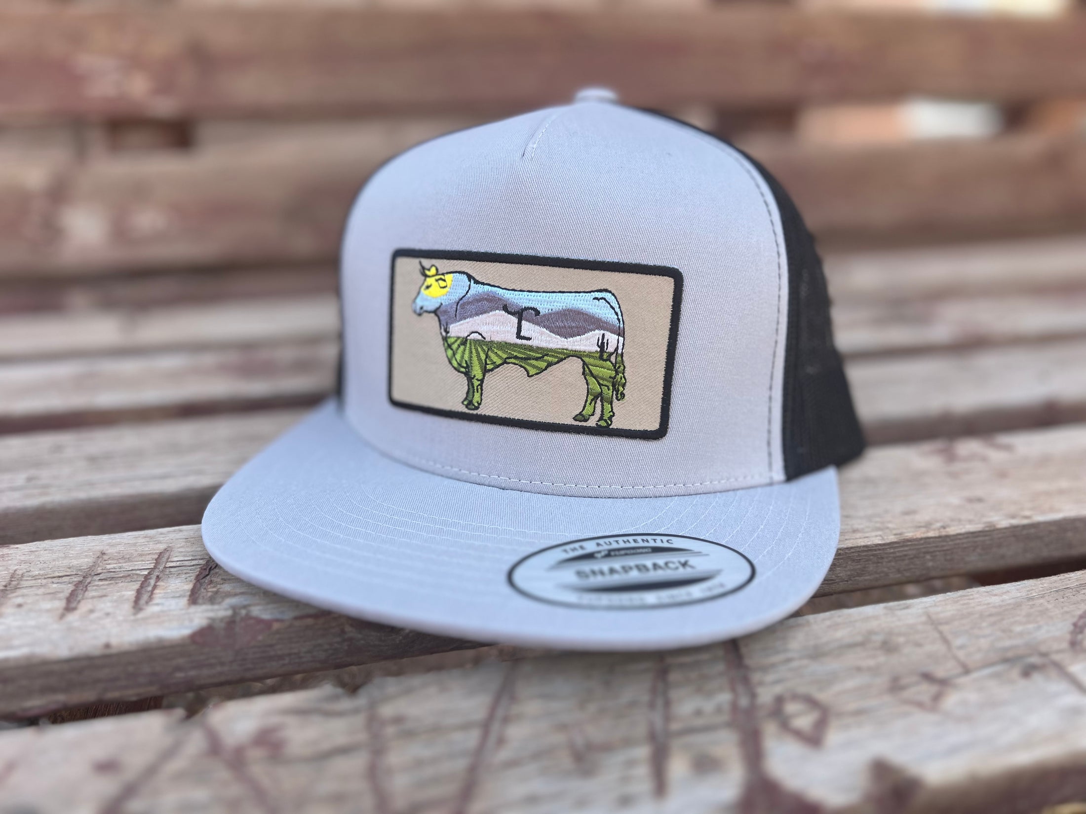 Lazy SL Branded Scenic Bull Patch Flat Bill Hat
