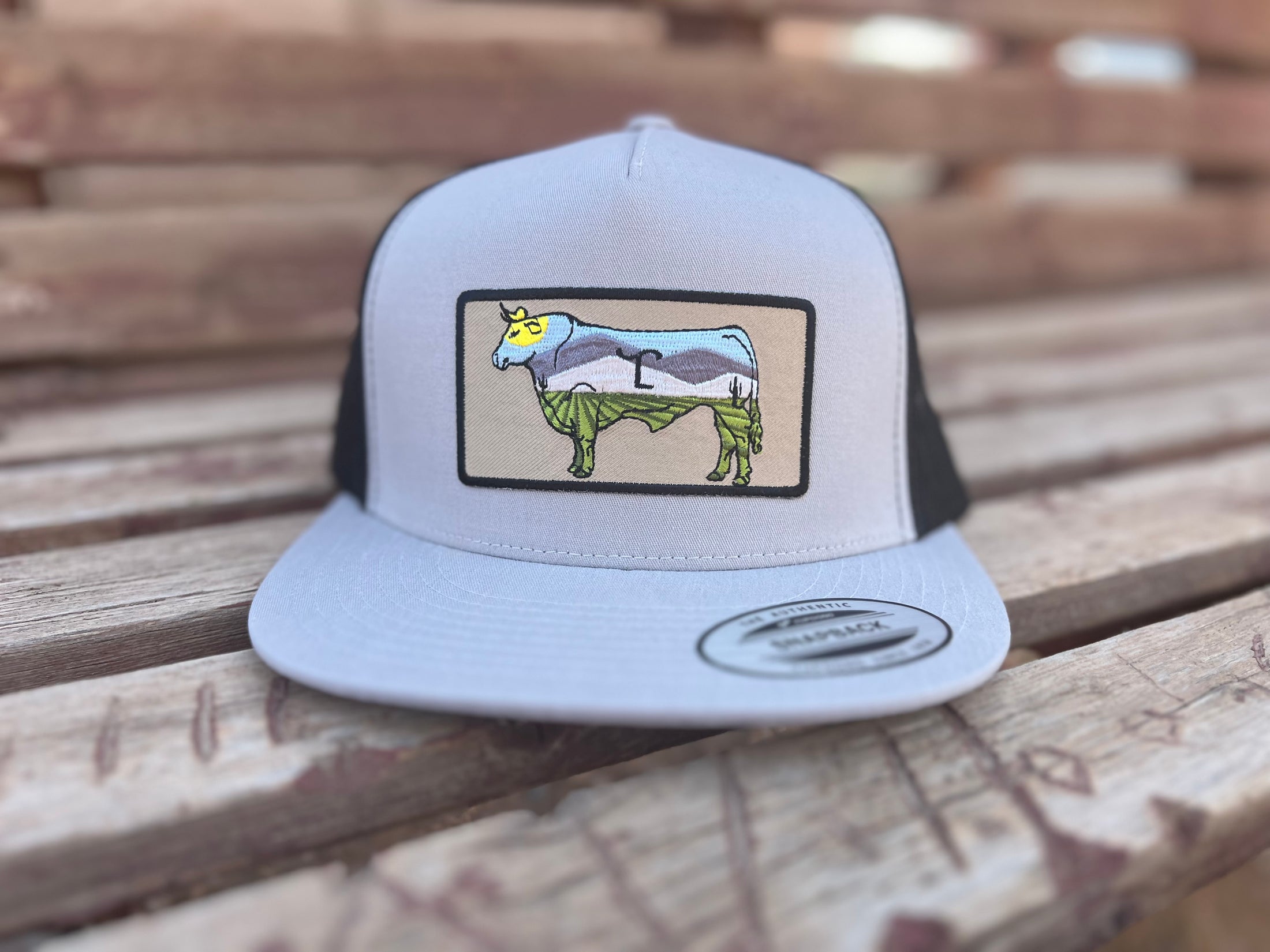 Lazy SL Branded Scenic Bull Patch Flat Bill Hat