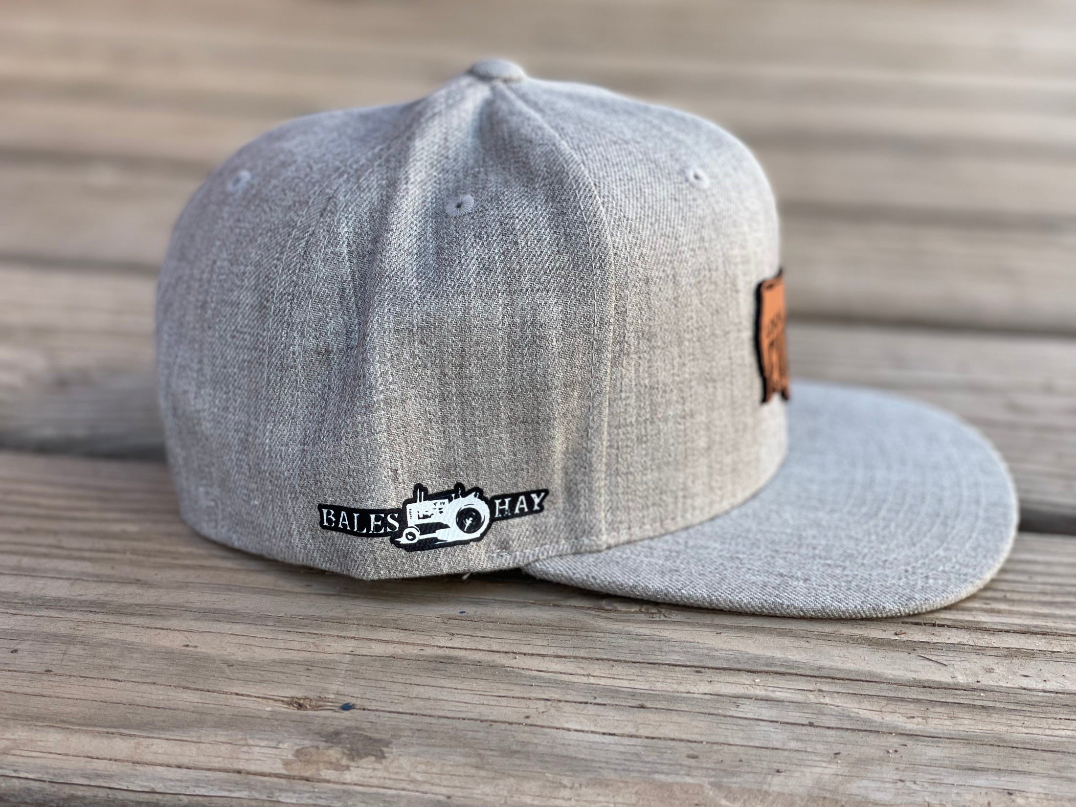 Local Farmer Brand Leather Patch Flat Bill Hat
