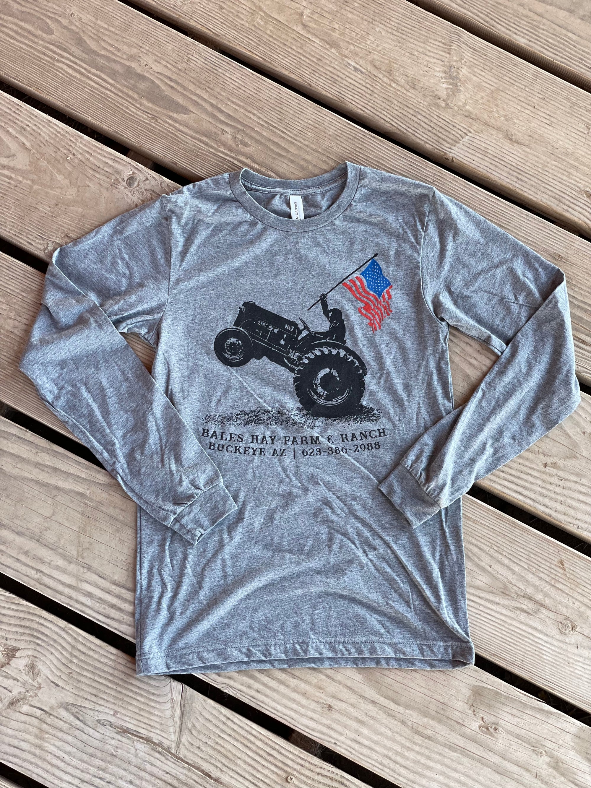 American Bucking Tractor Long Sleeve - Heather Grey